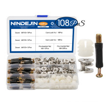 3 in 1 Furniture Connector Hardware Set Cam Fitting Dowel Pre-inserted Nut for Wardrobe Splicing Cabinet Drawer